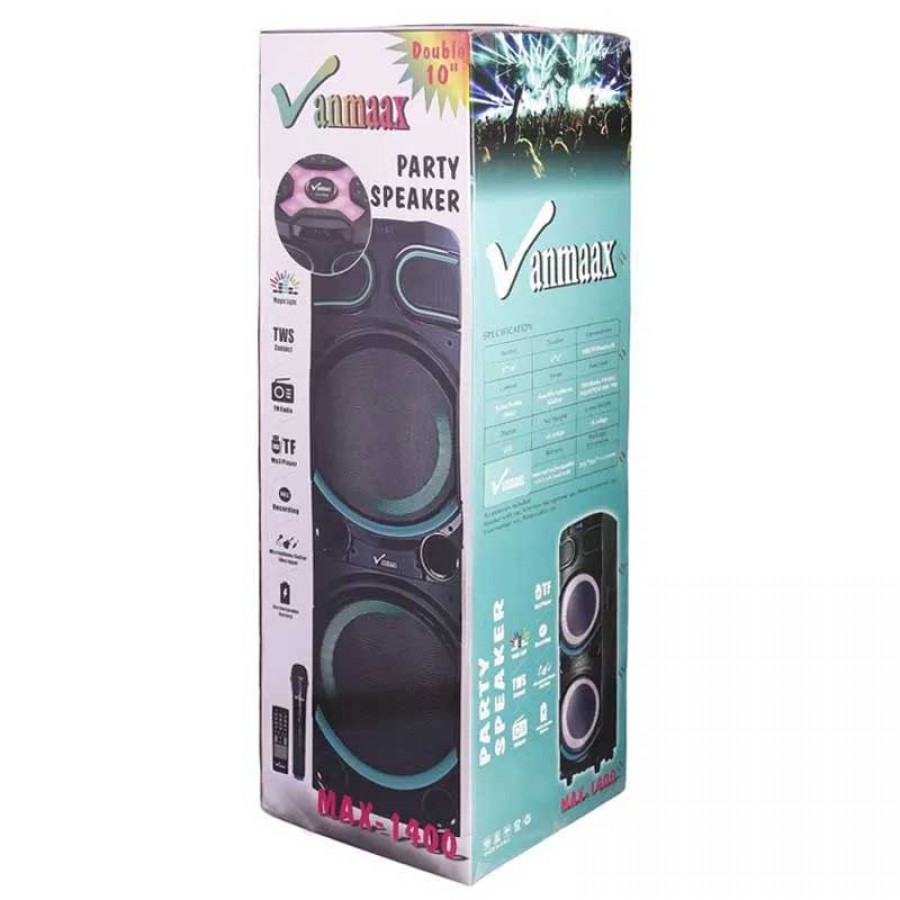 اسپیکر شارژی VANMAAX مدل MAX-1400 به همراه میکروفون