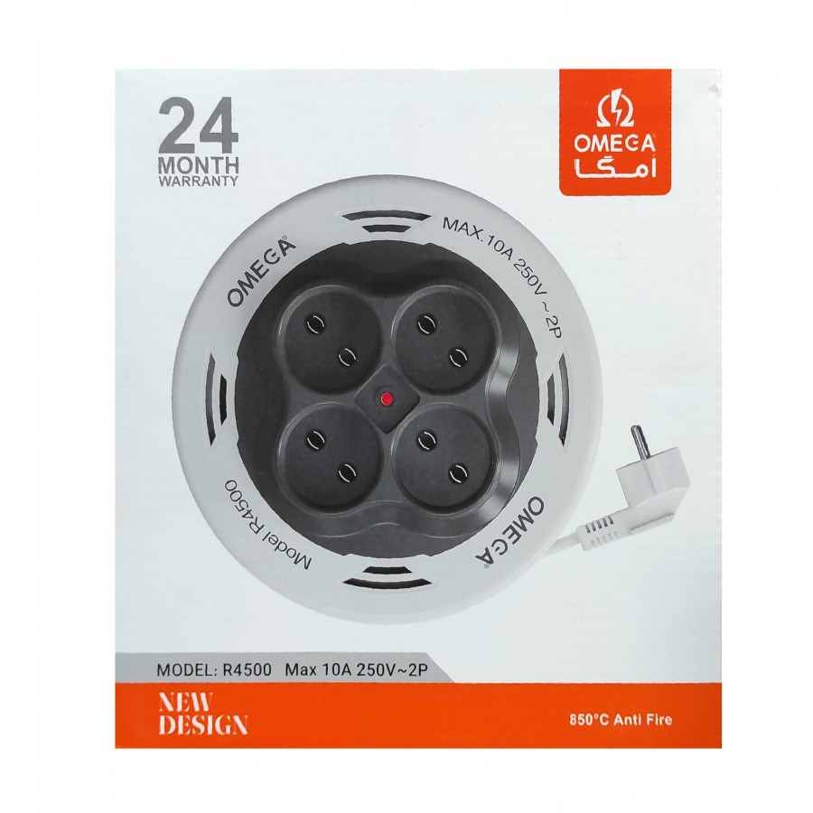 چندراهی برق 4 خانه امگا جمع شو مدل R4500 طول 5 متر