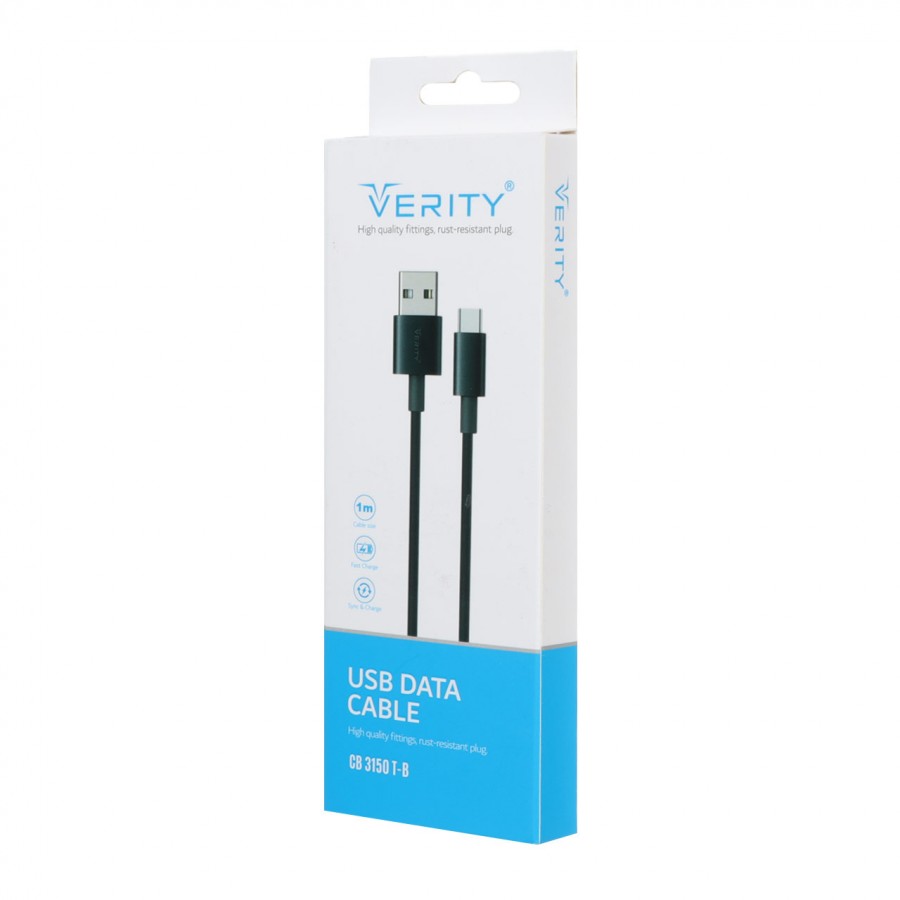 کابل شارژ VERITY TYPE-C مدل CB3150 T-B طول 1 متر