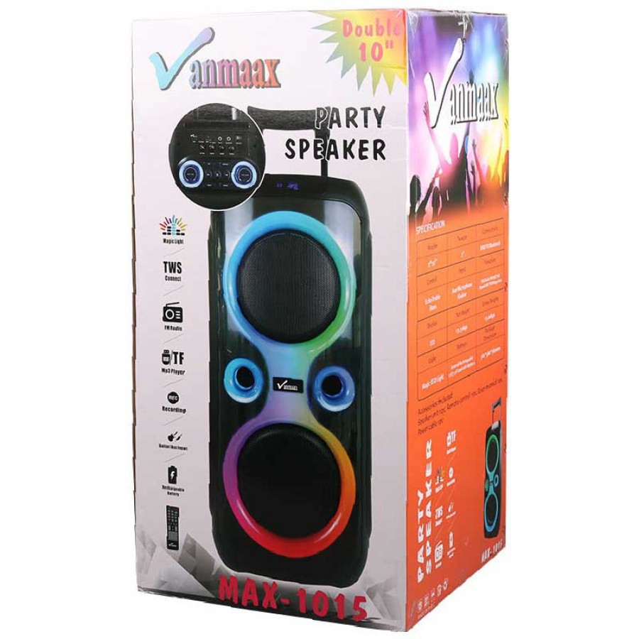 اسپیکر شارژی VANMAAX مدل MAX-1015 به همراه میکروفون