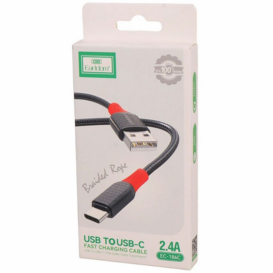 کابل تایپ سی فست شارژ ارلدام مدل EC-186C طول 1 متر