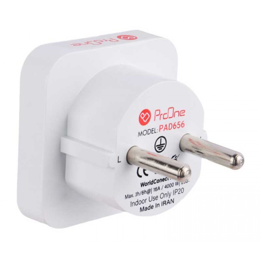 تبدیل 3 به 2 برق چراغ دار ProOne مدل PAD656