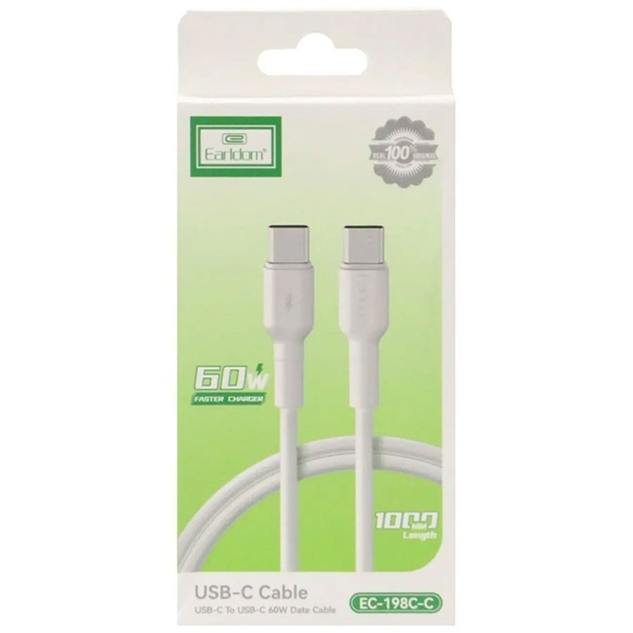 کابل شارژ دو سر Type-C فست شارژ 60 وات ارلدام EC-198C-C طول 1 متر