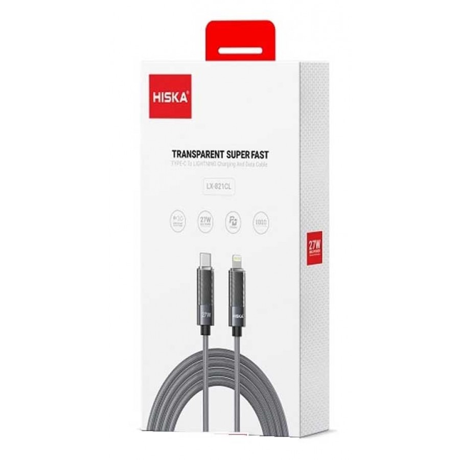 کابل تبدیل TYPE-C به LIGHTNING فست شارژ 27 وات HISKA مدل LX-821CL طول 1متر