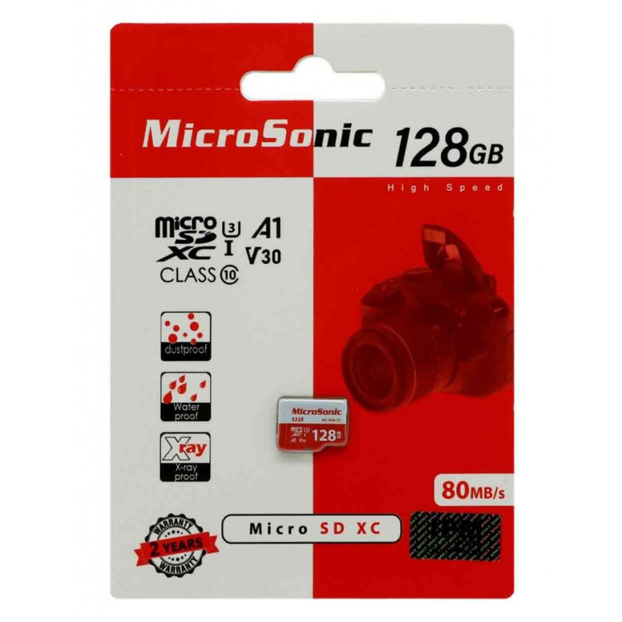 کارت حافظه MicroSonic 128G U3 Micro SDHC کلاس 10 سرعت 100MB