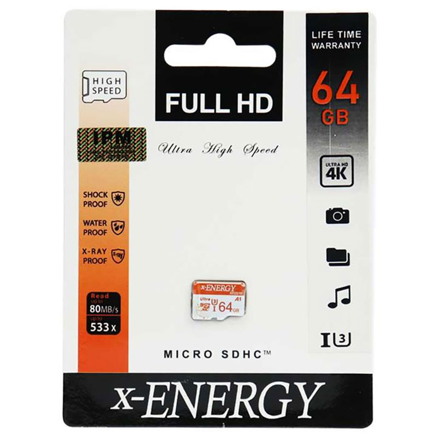 کارت حافظه ایکس انرژی MicroSDXC U3 ظرفیت 64 گیگ 100MB