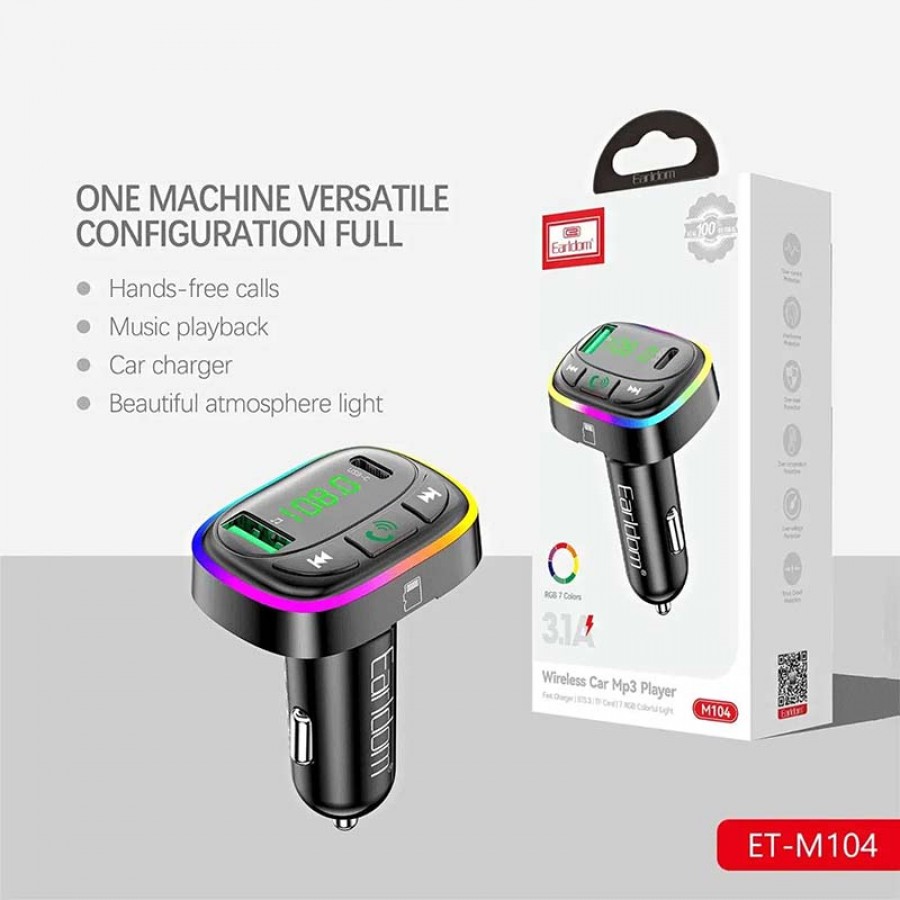 شارژر فندکی Type C و گیرنده بلوتوثی Earldom مدل ET-M104