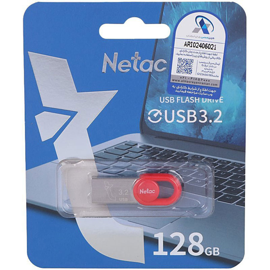 فلش مموری نتاک مدل Netac UM2 USB 3.2 ظرفیت 128 گیگ