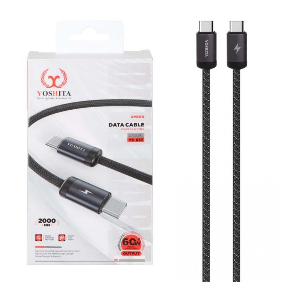 کابل شارژ Yoshita TYPE-C فست شارژ 60 وات مدل YC-057 طول 2 متر