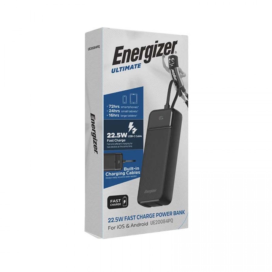 پاوربانک 20000 میلی آمپر Energizer فست شارژ 22.5 وات مدل UE20084PQ
