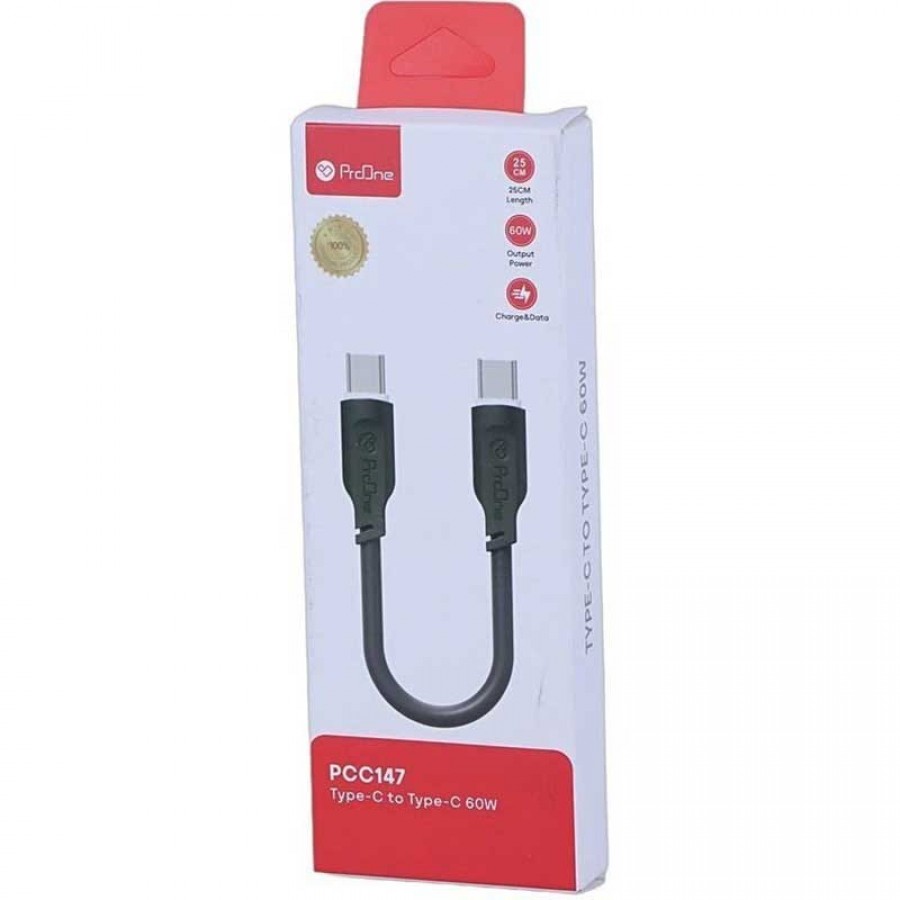 کابل تبدیل Type-C به Type-C فست شارژ 60 وات پرووان مدل PCC147 طول 25 سانتی متر