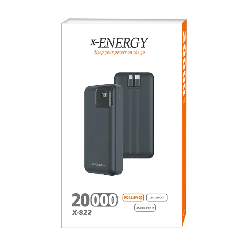 پاوربانک 20000 میلی آمپر x-ENERGY فست شارژ 22.5 وات مدل X-822