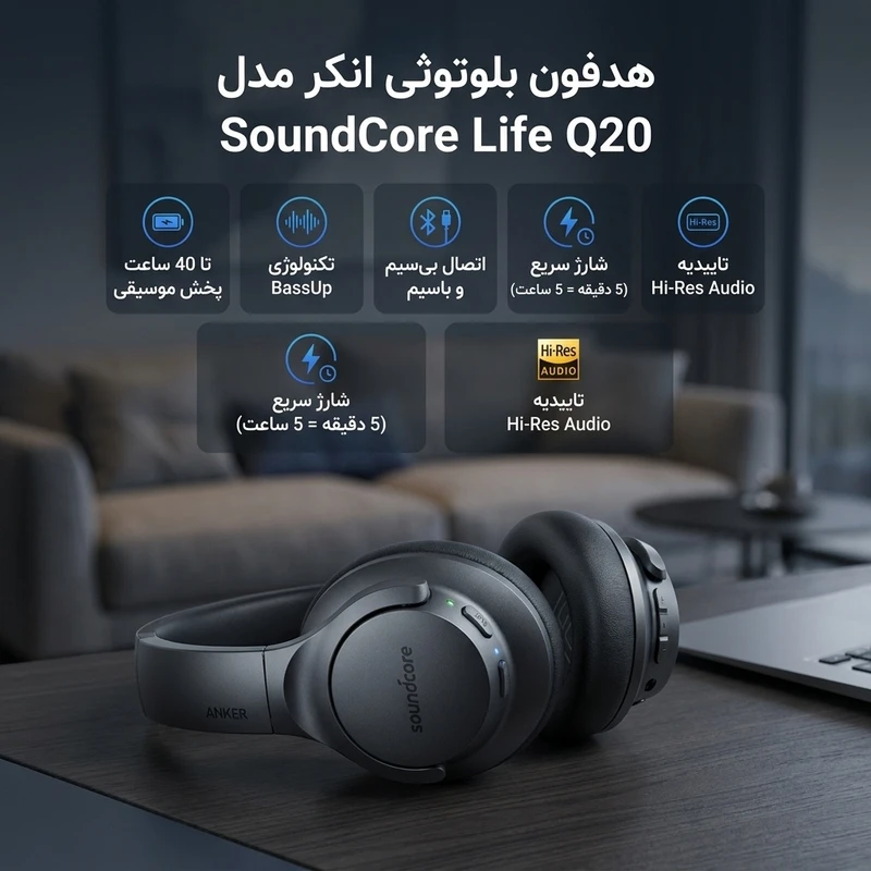 هدست بلوتوثی ANKER مدل SOUNDCORE LIFE Q20