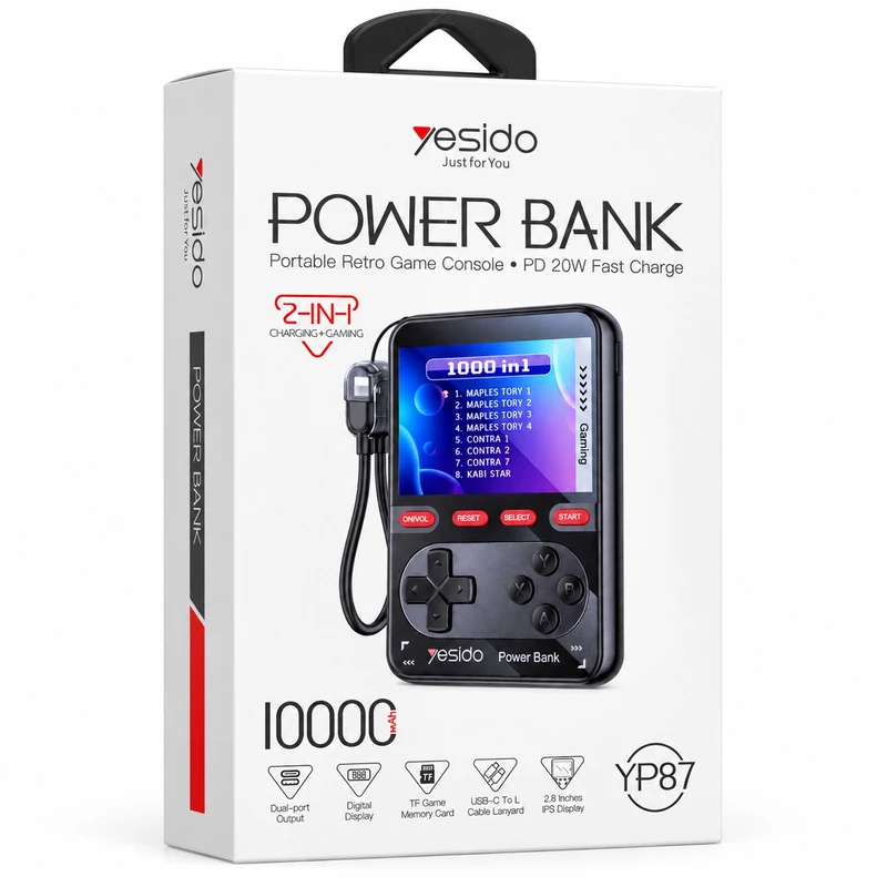 پاوربانک 10000 میلی آمپر یسیدو فست شارژ مدل YP87