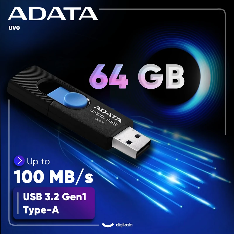 فلش مموری ADATA USB3.2 مدل UV320 ظرفيت 64 گيگابايت
