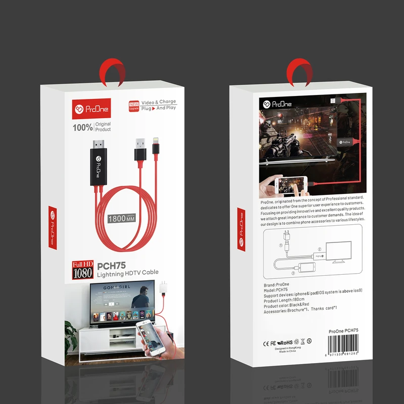 کابل تبدیل Lightning به ProOne HDMI مدل PCH75 طول 1.8 متر