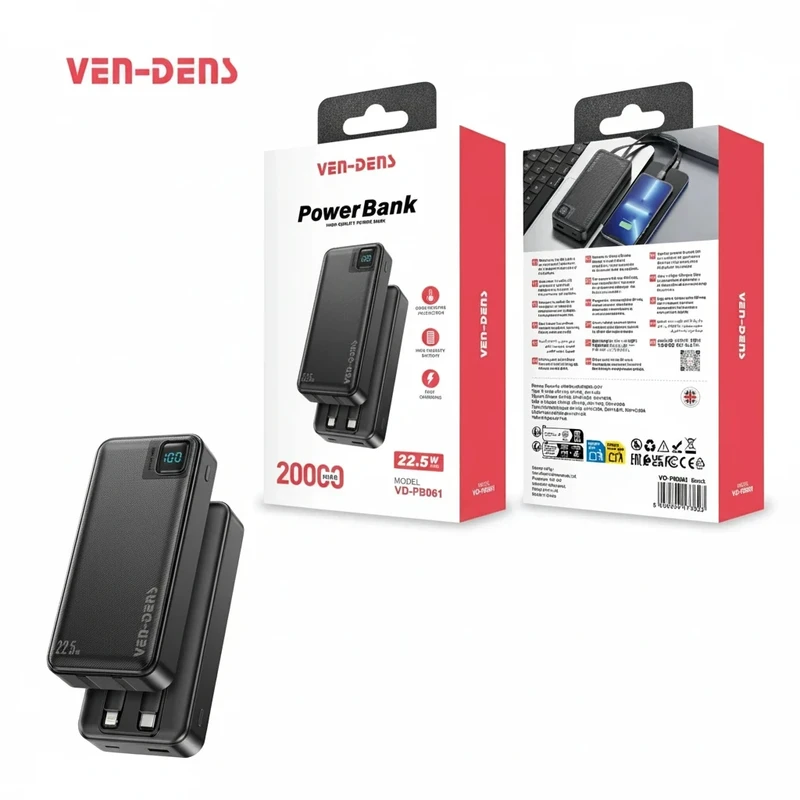 پاوربانک 20000 میلی آمپر VEN-DENS مدل PB-061 22.5w