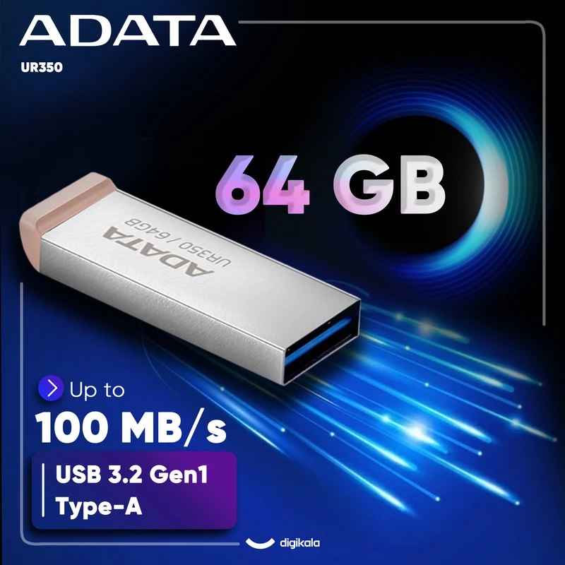 فلش مموری ADATA USB3.2 مدل UR350 ظرفيت 64 گيگابايت